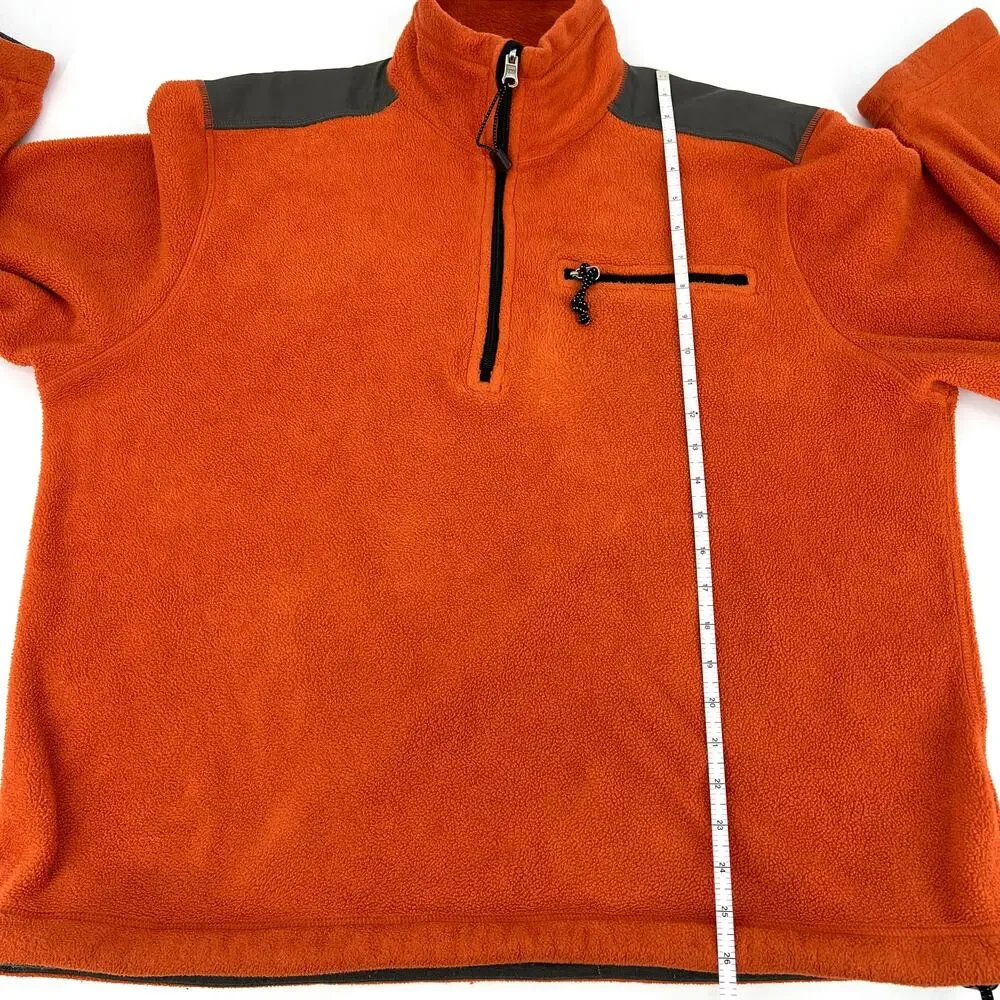 J. Crew Mens Orange Polartec ½ Zip Pullover Size XL **READ**